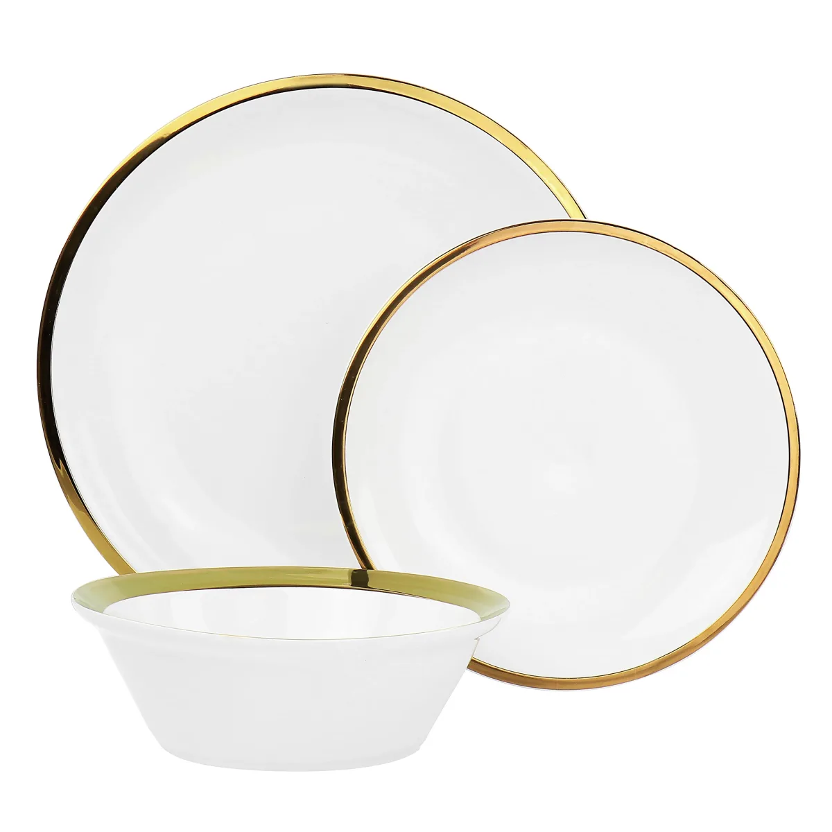 Dinnerware Round Plate White Gold Rim 2